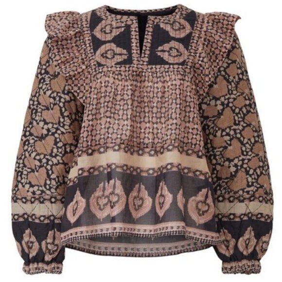 💕SEA NEW YORK💕 Margo Quilted Top ~ 100% Cotton Purple Border Print Large NWOT - Picture 11 of 11